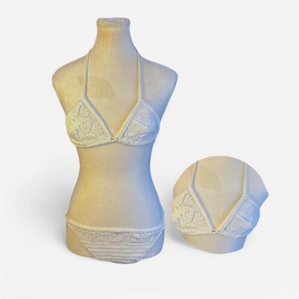 70s heart Boho Crochet String Bikini
